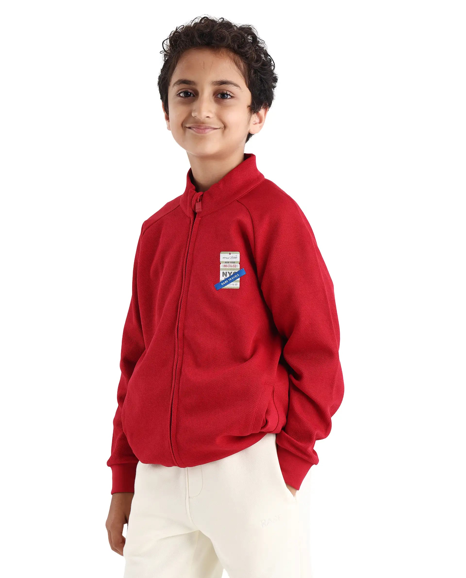 Rare Ones Kids Dane Red Cotton Turtle Neck Oversized Sweatshirt