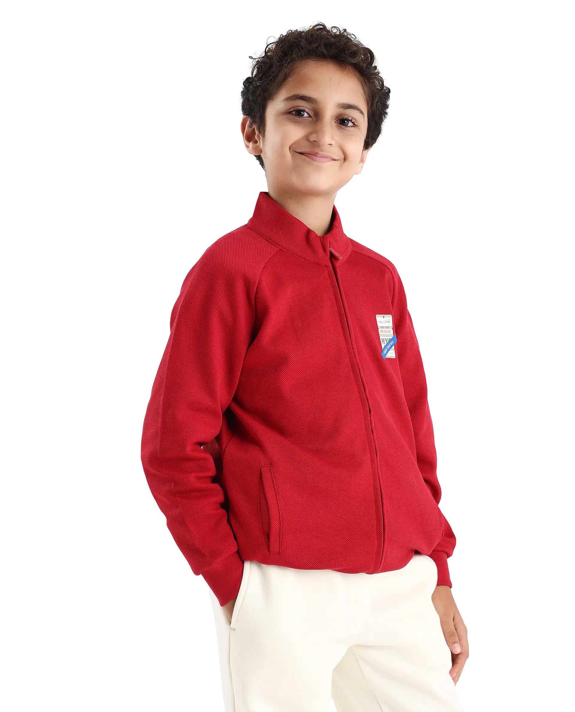 Rare Ones Kids Dane Red Cotton Turtle Neck Oversized Sweatshirt