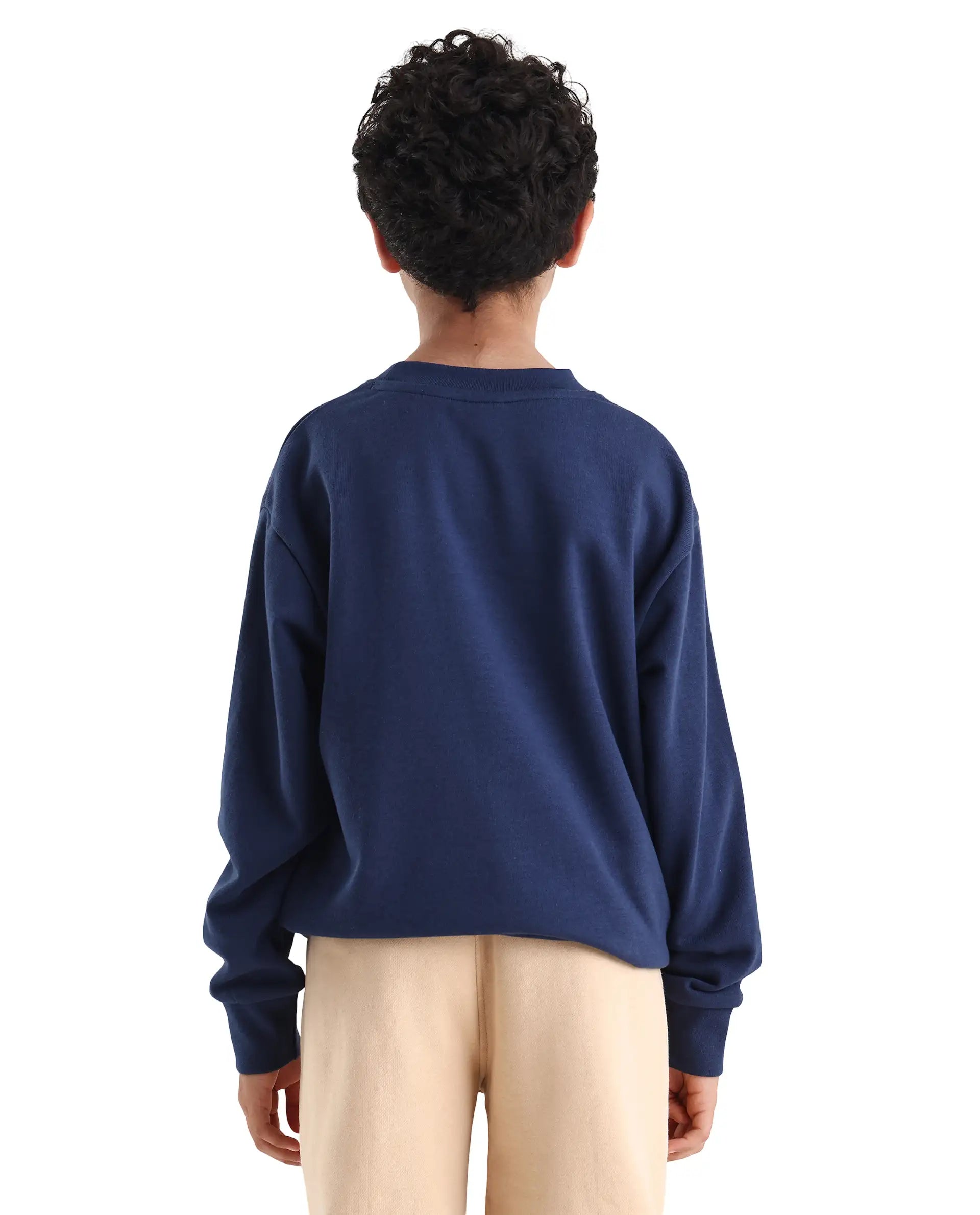 Rare Ones Kids Iver Navy Cotton Pull On Crew Neck Full Sleeves Fit Sweatshirt