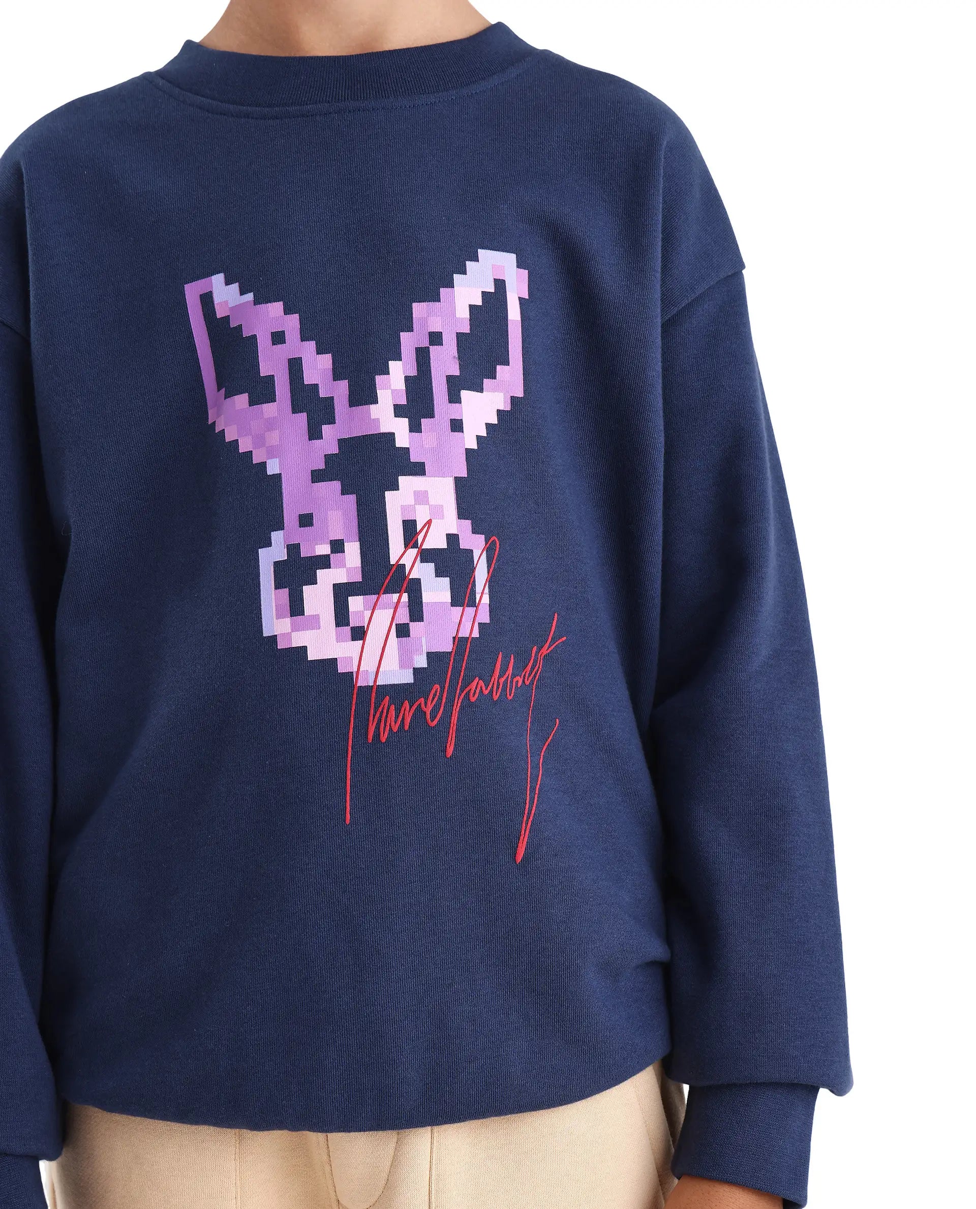 Rare Ones Kids Iver Navy Cotton Pull On Crew Neck Full Sleeves Fit Sweatshirt