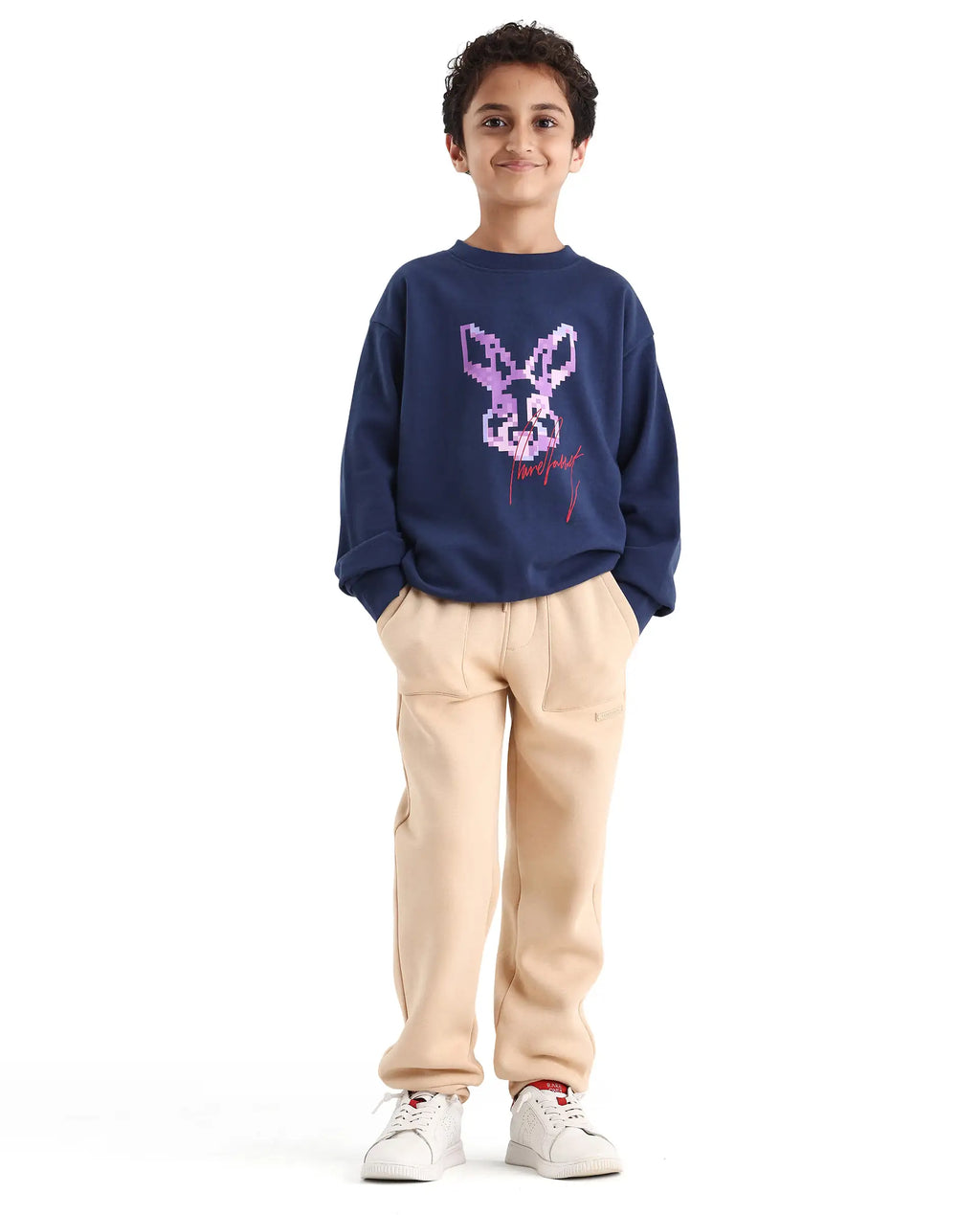 Rare Ones Kids Iver Navy Cotton Pull On Crew Neck Full Sleeves Fit Sweatshirt