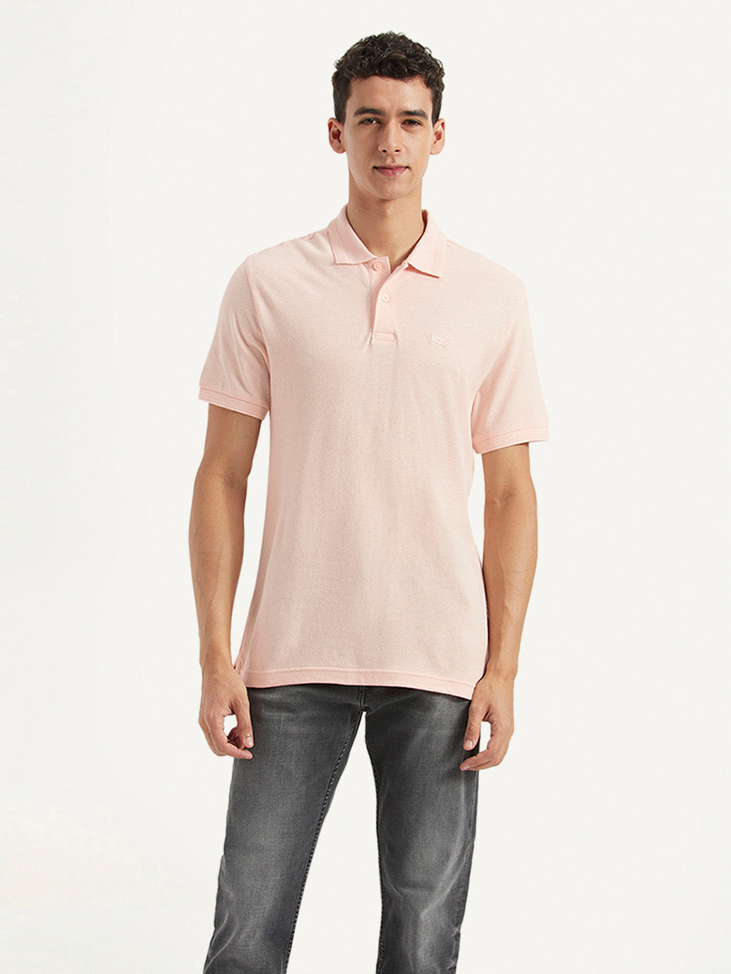 Men's Solid Slim Fit Polo Linen T-shirt