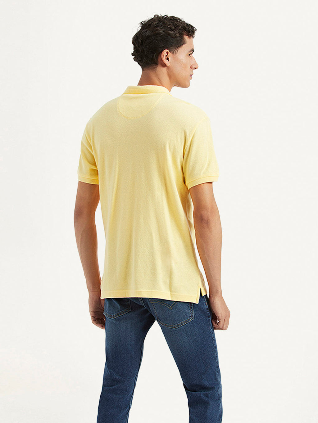 Men's Solid Slim Fit Polo Linen T-shirt