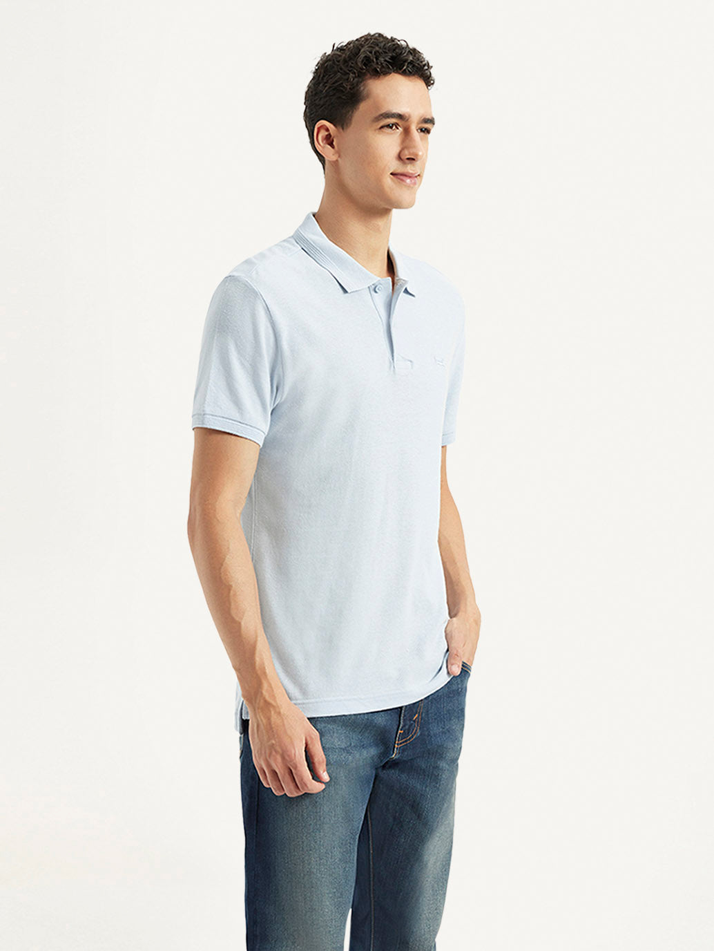 Men's Solid Slim Fit Polo Linen T-shirt