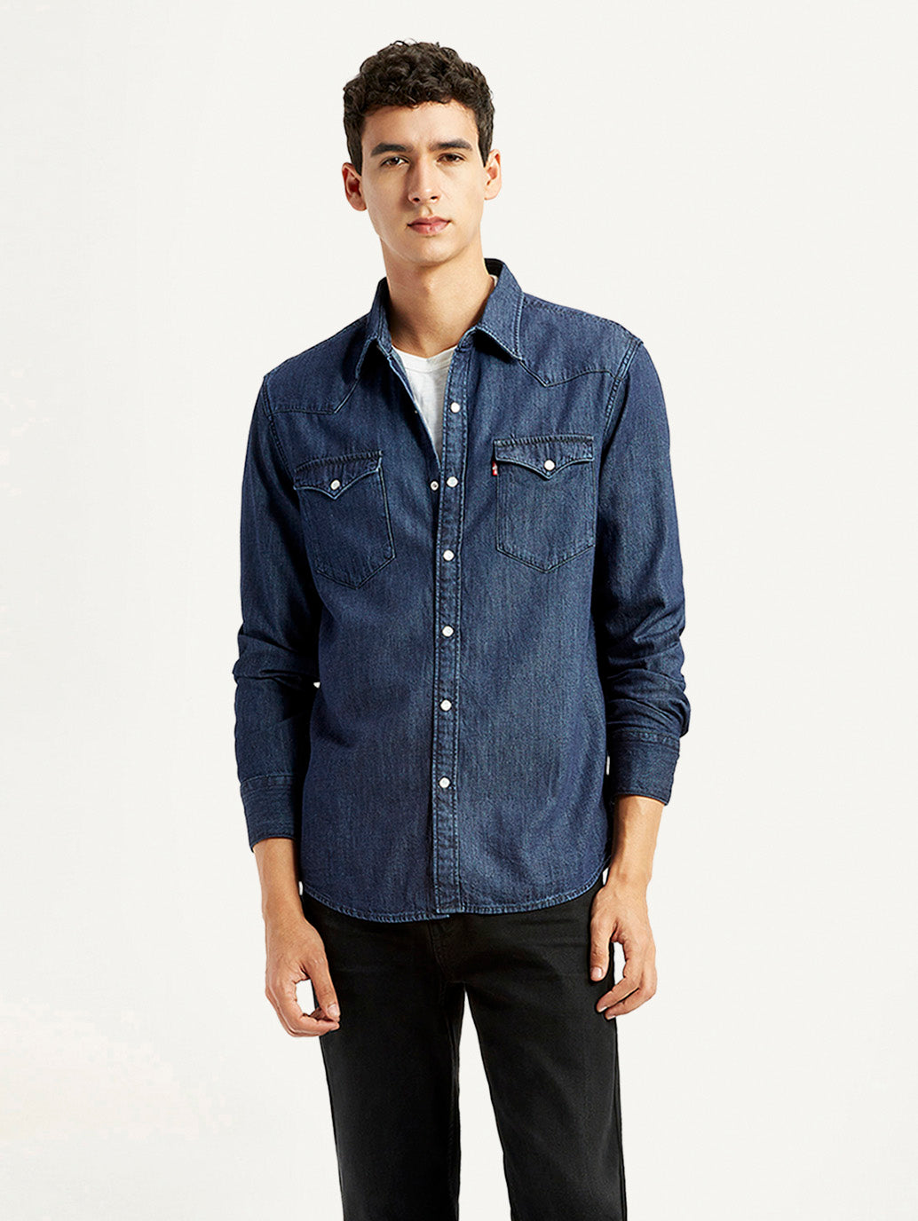 Men's Solid Indigo Slim Fit Shirt