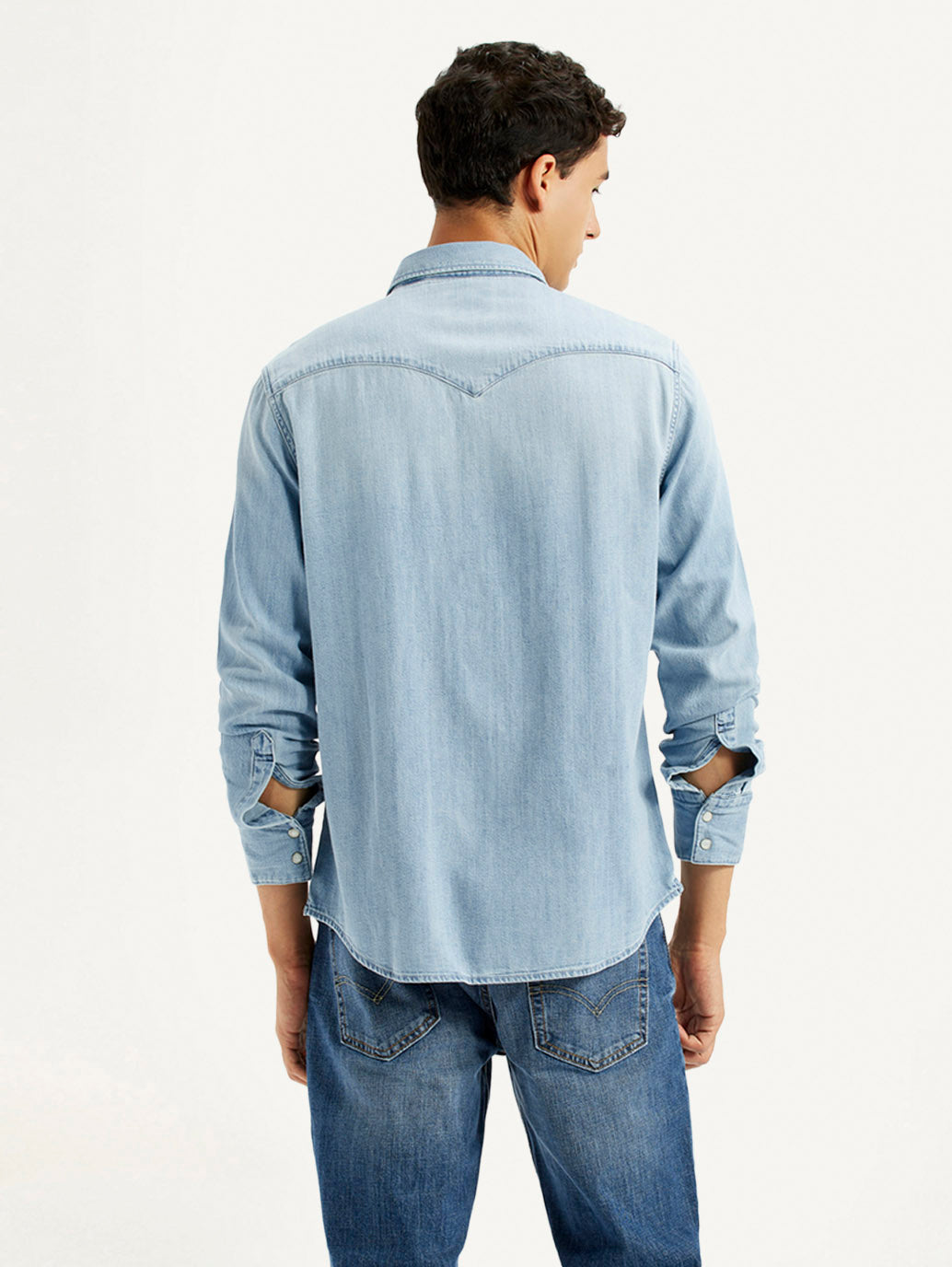 Men's Solid Light Blue Slim Fit Denim Shirt