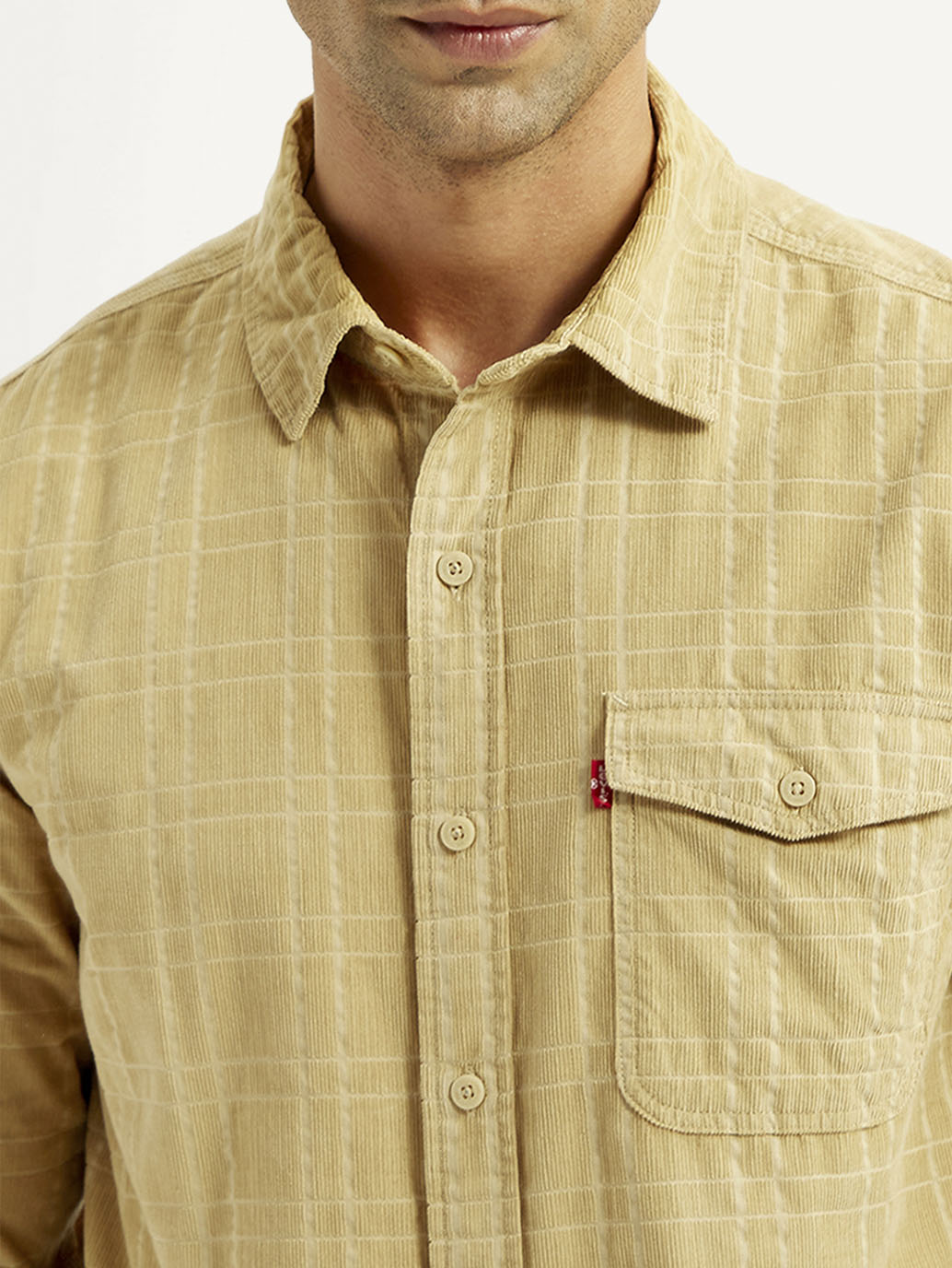 Men's Checkered Slim Fit Corduroy Shirt