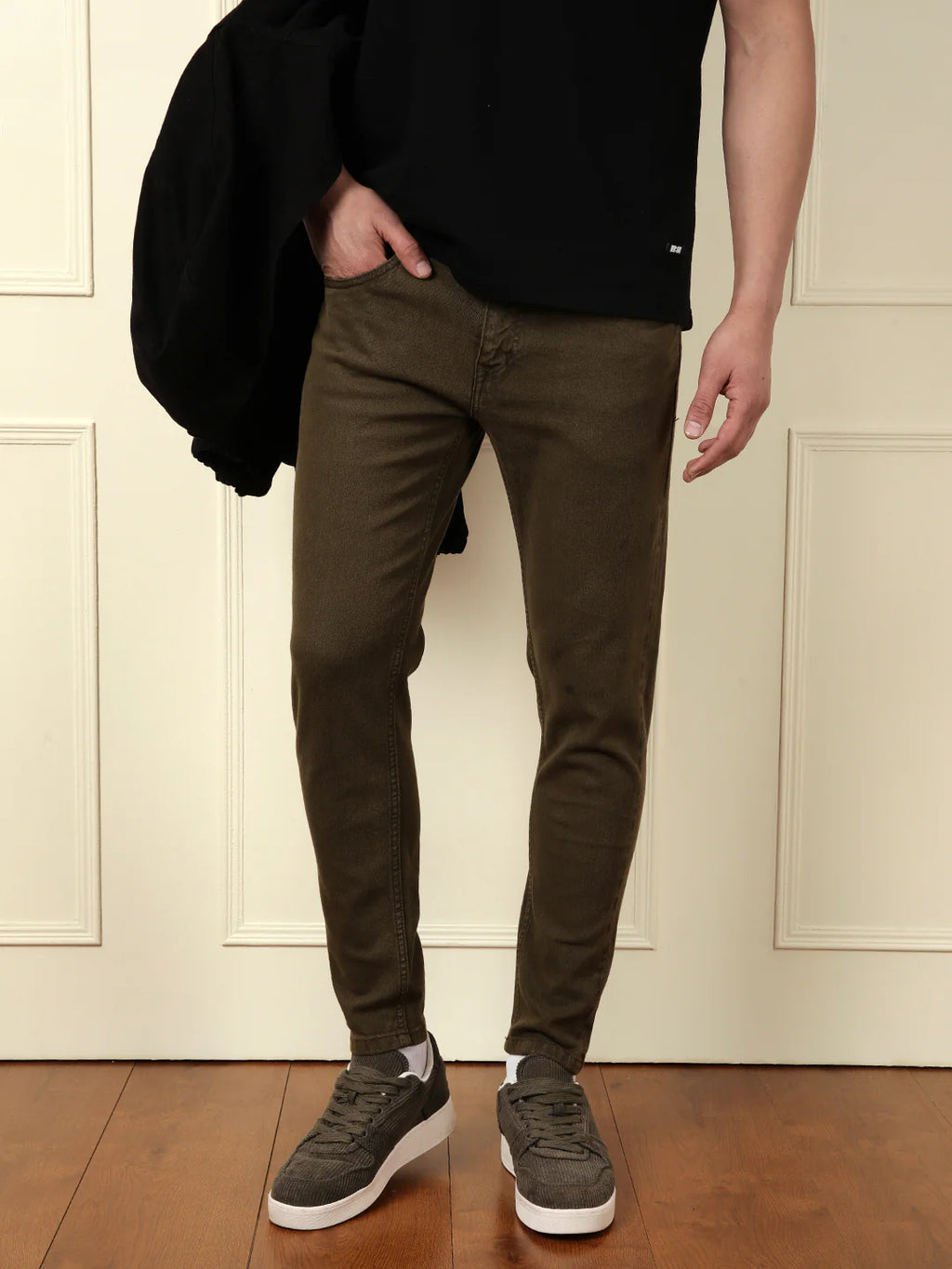 Skinny Crop Coloured Denim Jeans | Olive