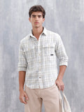 Men Checkered Pattern Comfort Fit Shirt  | Beige