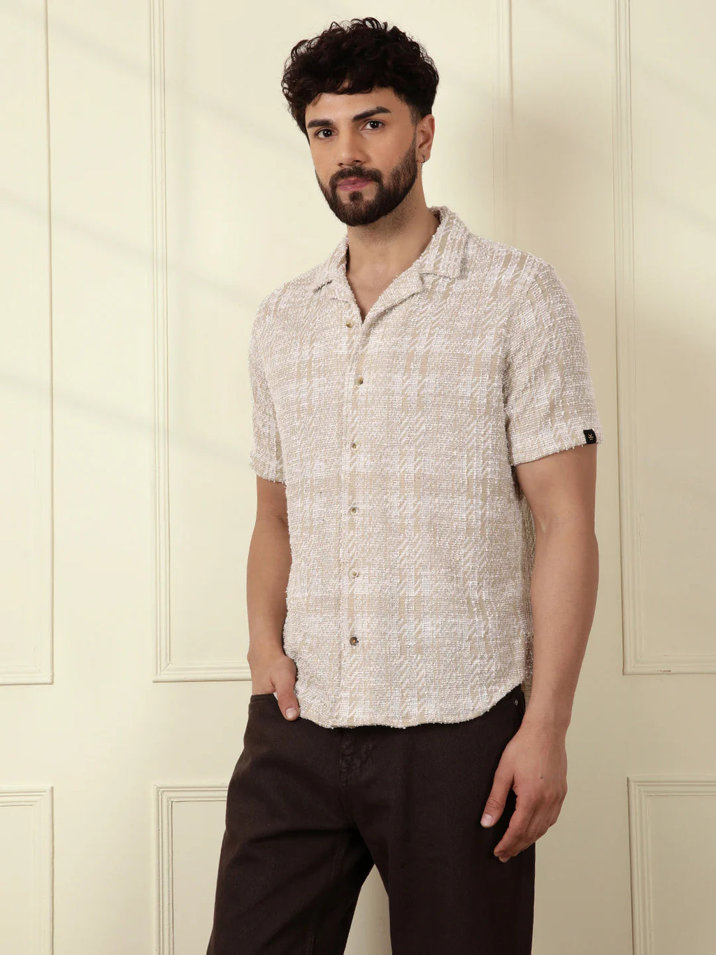 Textured Knit Shirt | Beige