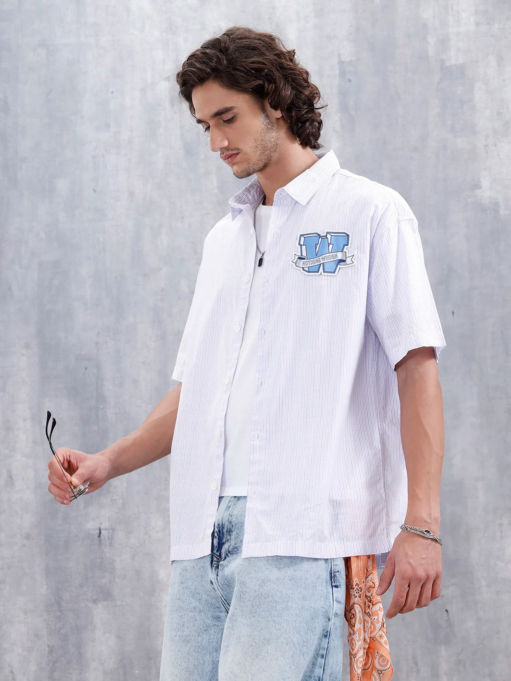 Varsity-Inspired Casual Oversized Striped Shirt For Men | Pink
