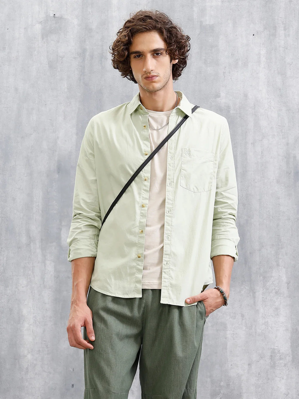 Solid Regular Fit Shirt | Light Green
