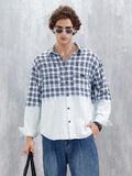 Men's Casual Oversized Fit Checkered Pattern Shirt | White