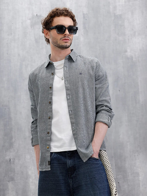 Indigo Micro Striped Shirt | Black