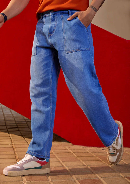 Light Fade Loose Fit Jeans | Blue