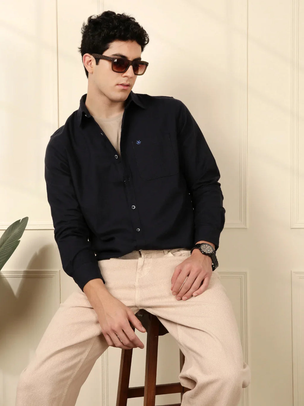 Prime Navy Blue Cotton Shirt