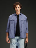 Wrogn Men's Casual Comfort Fit Double Pocket Shirt | Grey