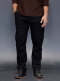 Men’s solid black cargo trouser | Black