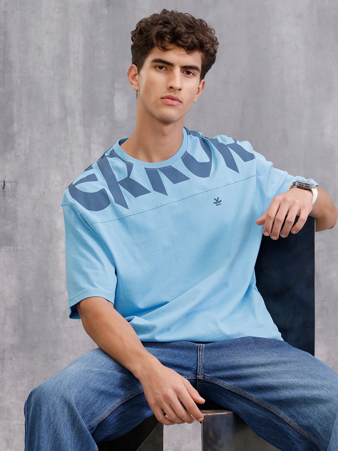 Placement Print Cut&Sew T-Shirt With Branding | Blue