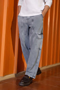 Washed Anti Fit Denim Cargo | Grey