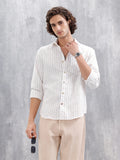Regular Fit Cotton Striped Shirt | Off White