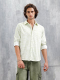 Abstract Floral Printed Slim Fit Shirt | Green