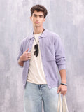 Pastel Layered Casual Knitted Cardigan For Men | Lavender