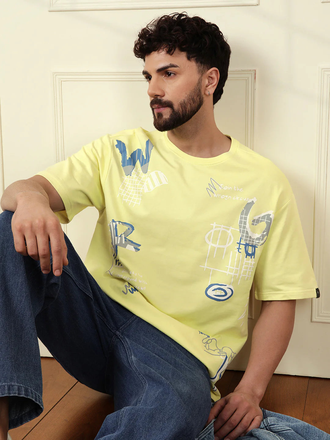 Heavy GSM Placement Print T-Shirt | Lime Green