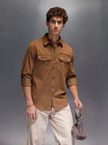Men's Slim Fit Casual Shirt with Double Pocket  |  Khaki