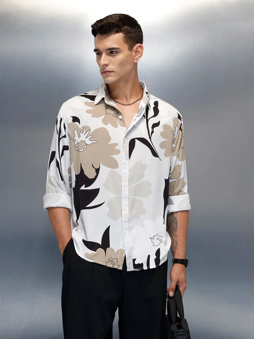 Floral Printed Comfort Fit Casual Shirt | Off White
