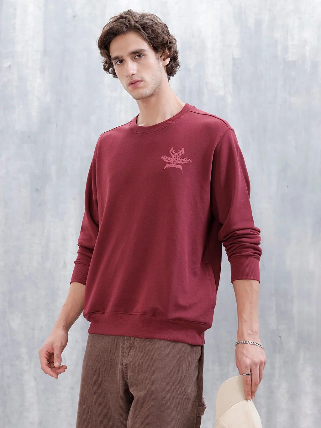Men's Casual Comfort Fit Branded Sweatshirt | Maroon