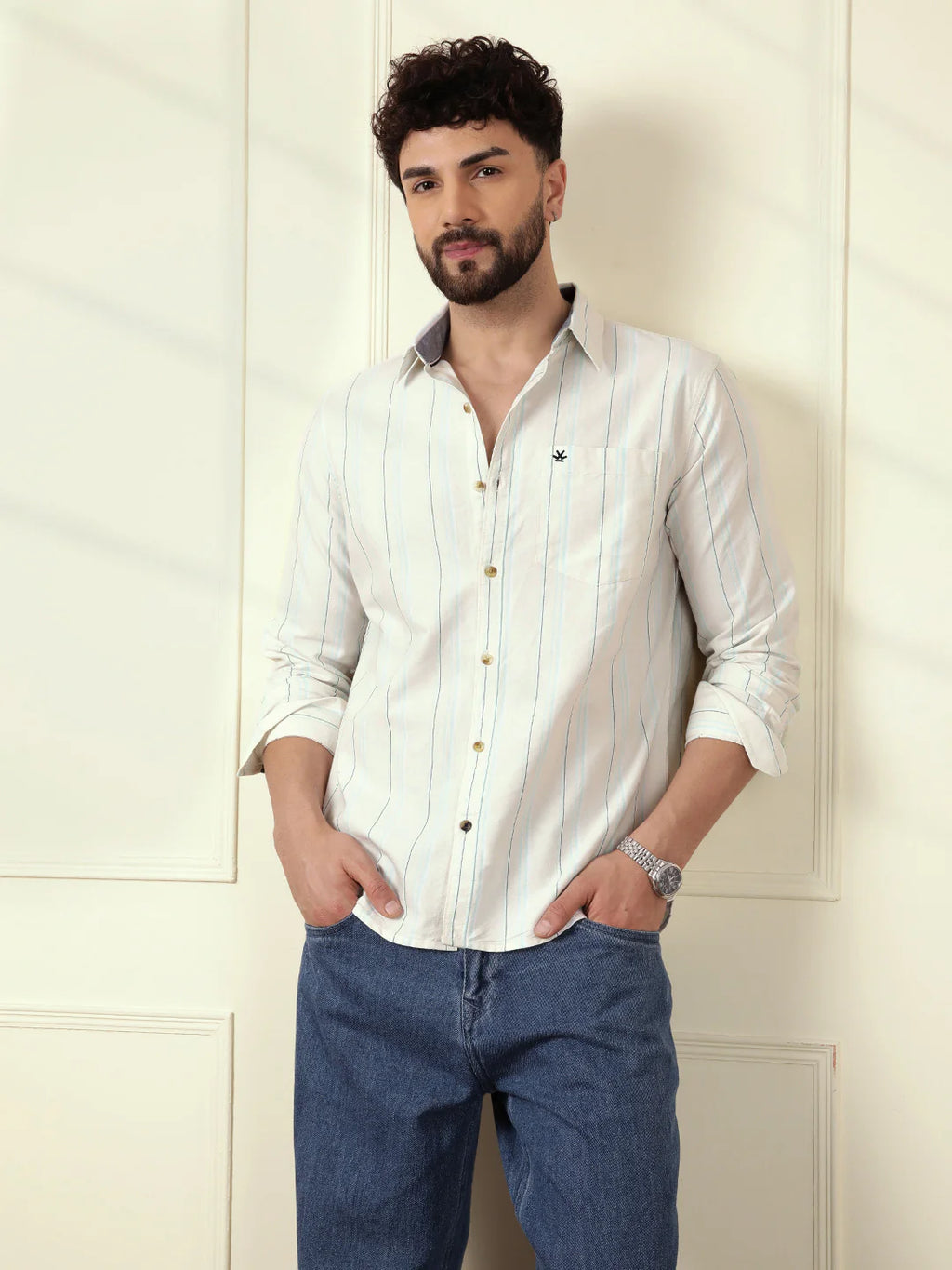 Tonal Stripes Oxford Shirt | Yellow
