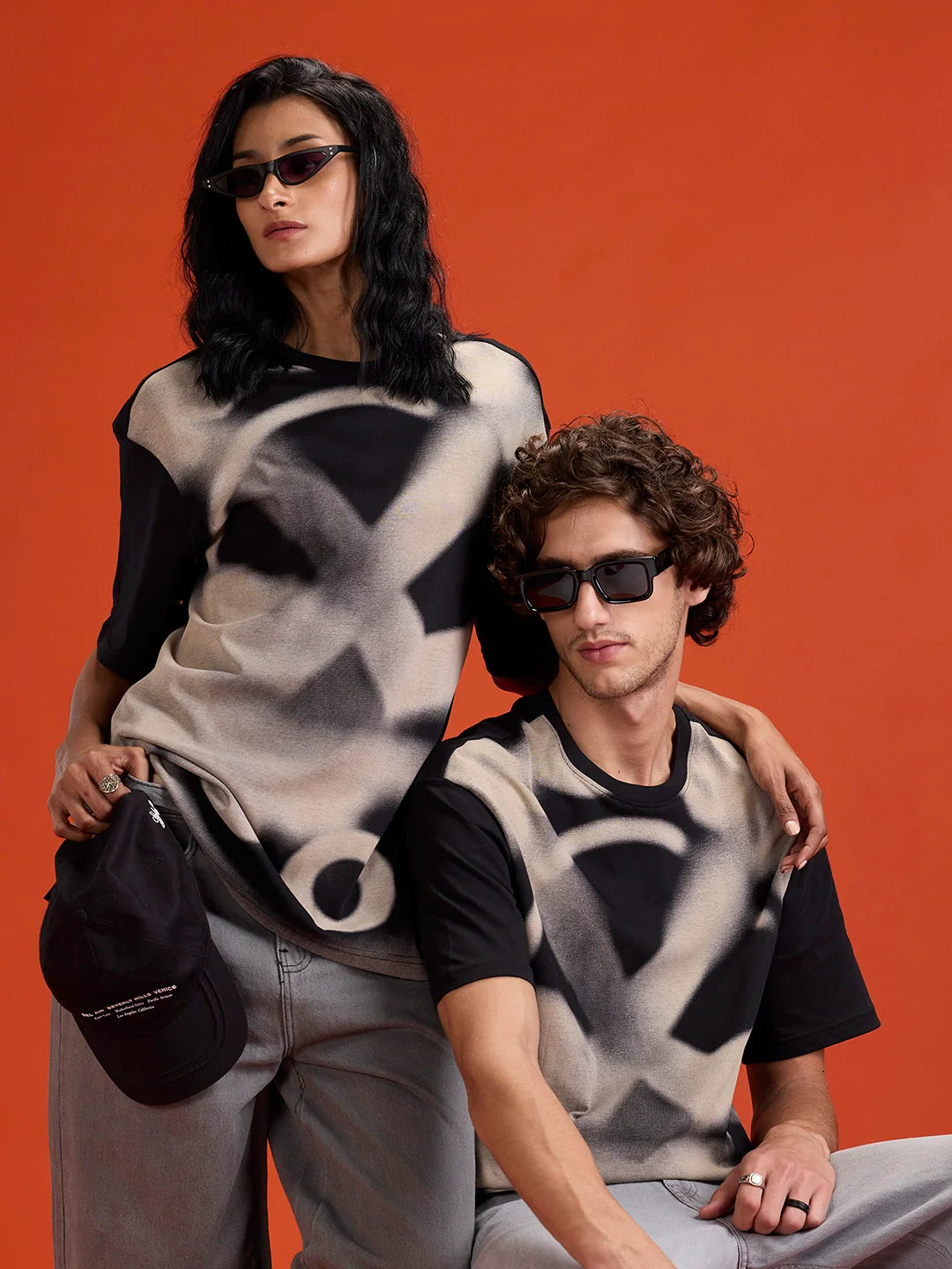Wrogn Men’s Oversized Graphic Print T-Shirt | Black