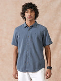 Textured Short Sleeve Shirt | Blue