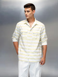 Men's Casual Regular Fit Striped Pattern Shirt | Green
