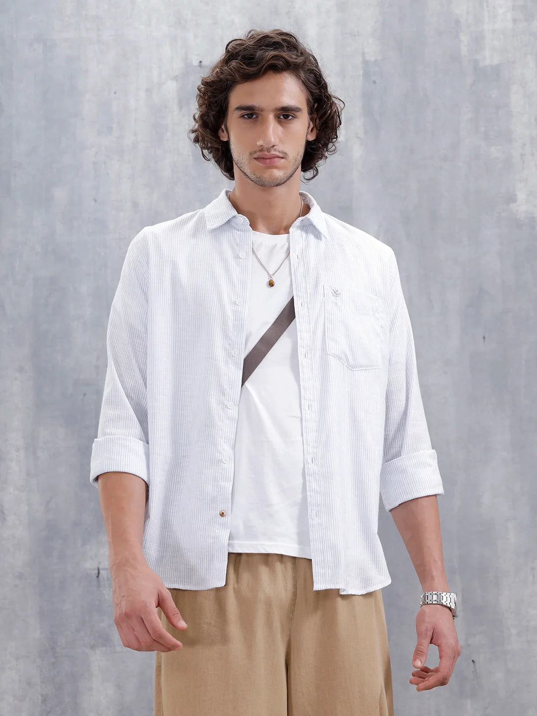 Men's Casual Striped Pattern Shirt | Light Blue