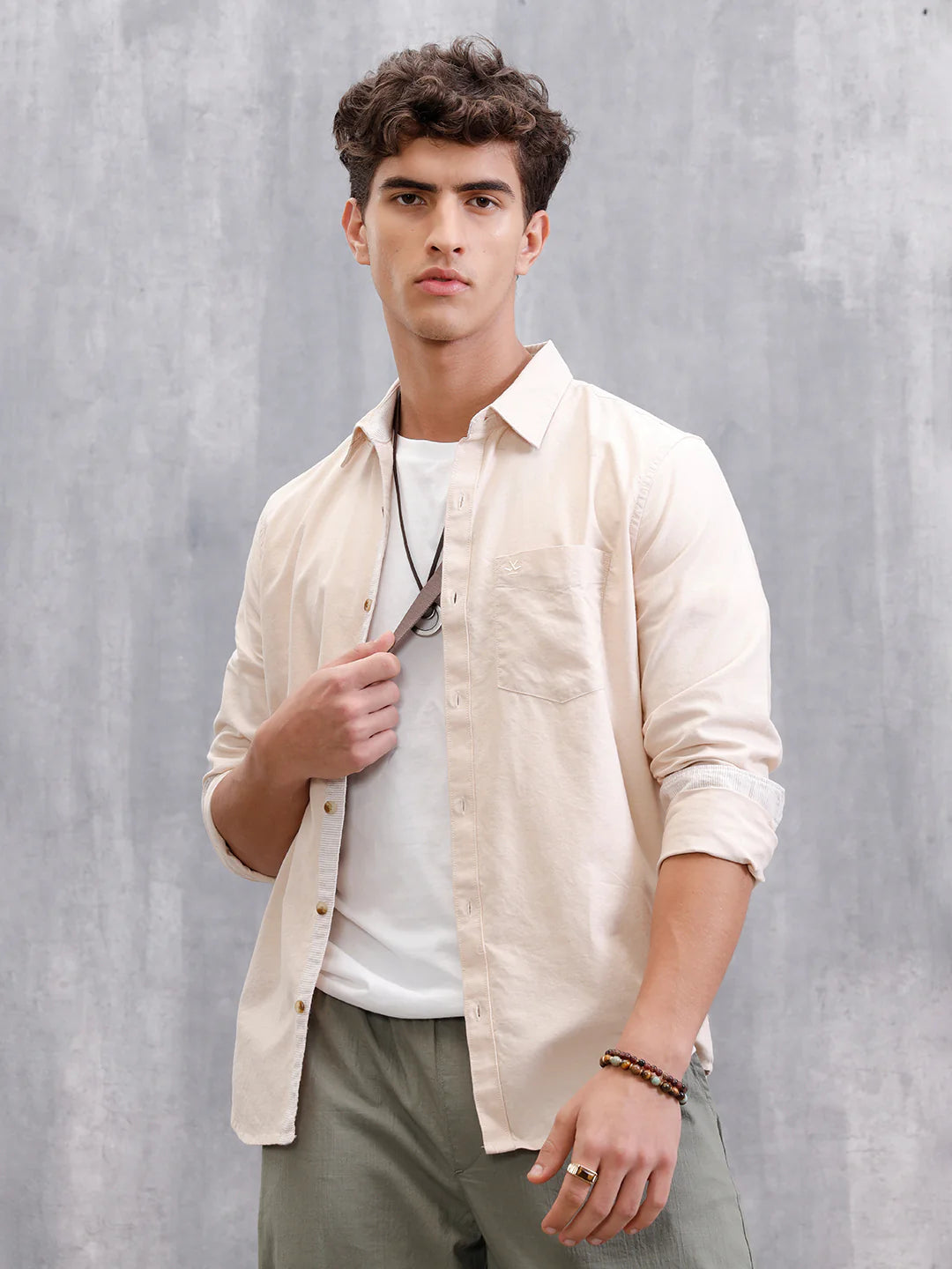 Premium Oxford Shirt In Slim Fit | Beige
