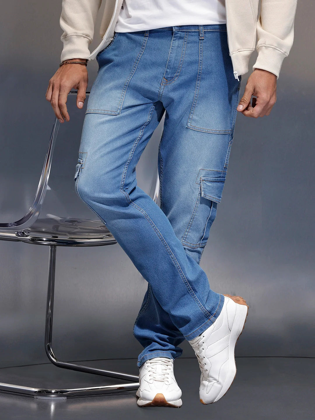 Men's cargo fit cargo denim | Blue