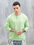 Wrogn Classic Henley T-Shirt For Men's | Green
