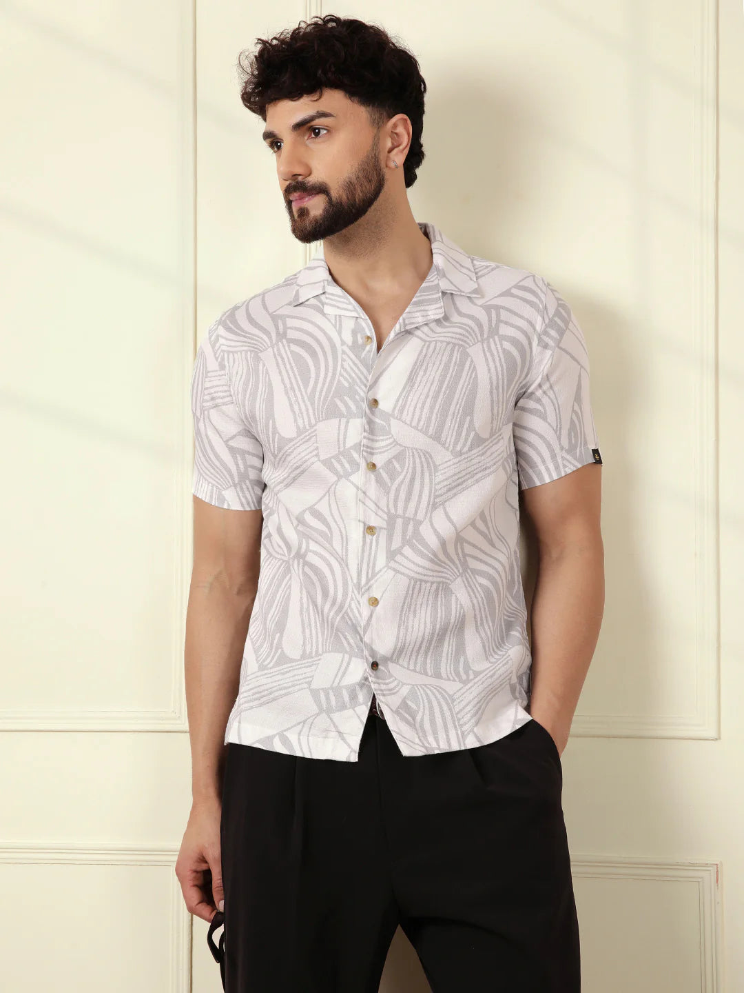 Textured Patterns AOP Shirt | Grey