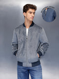 Suede finish bomber Jacket | Blue