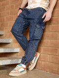 Washed Denim Cargo Jogger | Blue