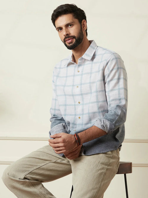 Checked Ombre Print Shirt | Grey