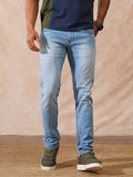 Heavy Fade Skinny Crop Jeans | Light Blue
