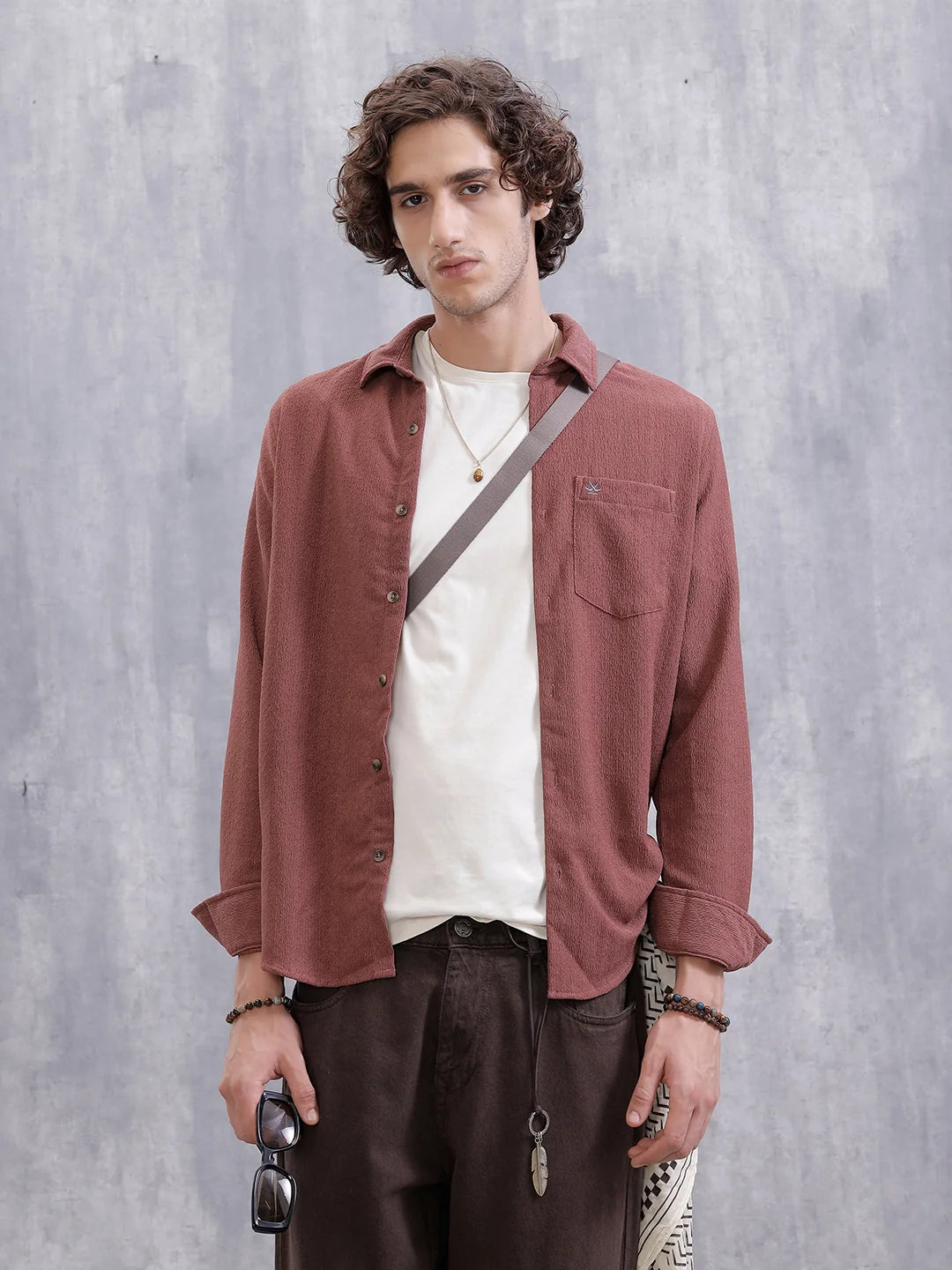 Textured Regular Fit Shirt | Pink