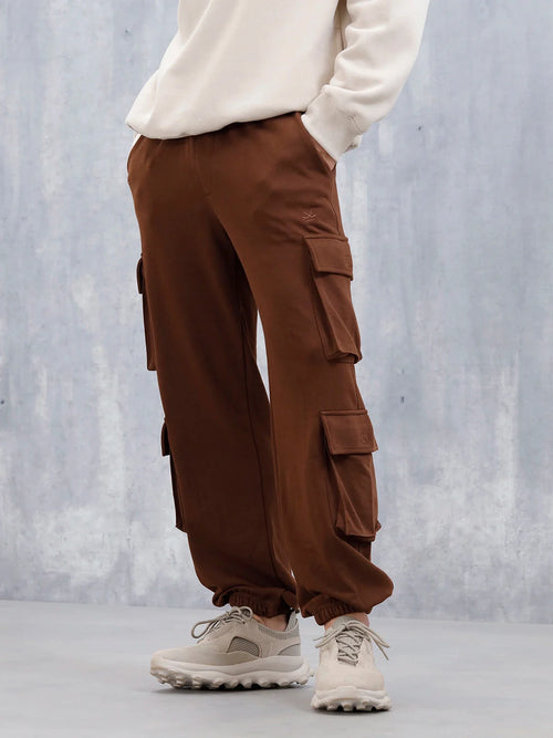 Men's Casual Utility Pockets Relaxed Fit Knit Jogger | Brown