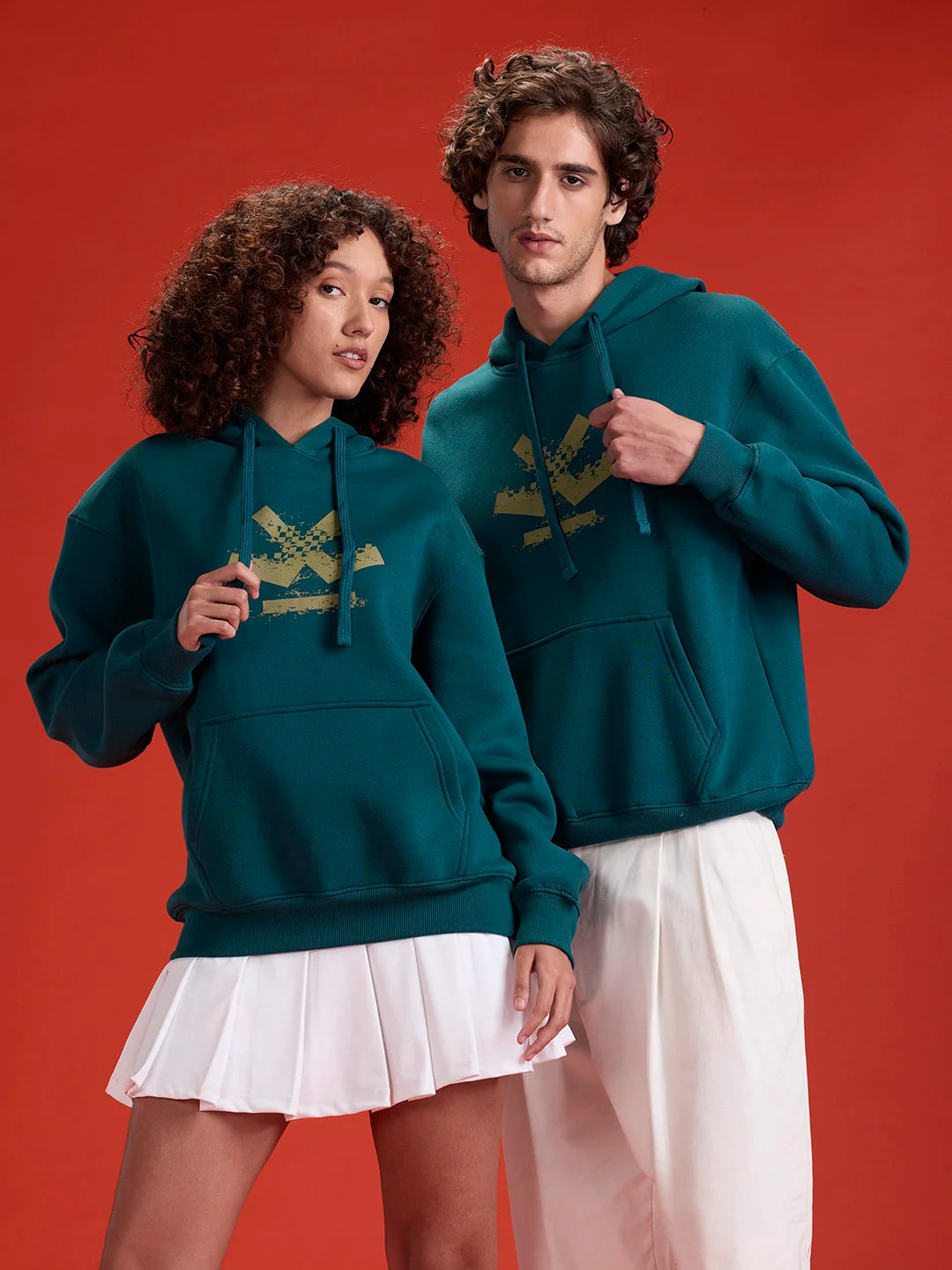 Wrogn Oversized Graphic Hoodie For Men | Teal