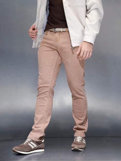 Men's Casual Straight Fit Denim Trousers  | Khaki