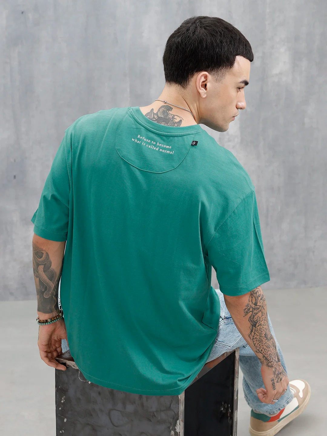 Men's Casual Printed Oversized T-Shirt | Green