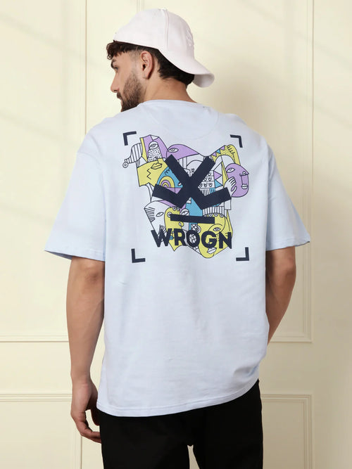 Heavy GSM Back Printed T-Shirt | Blue